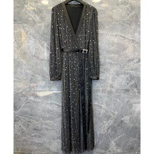 Star V neck high waist dress lady